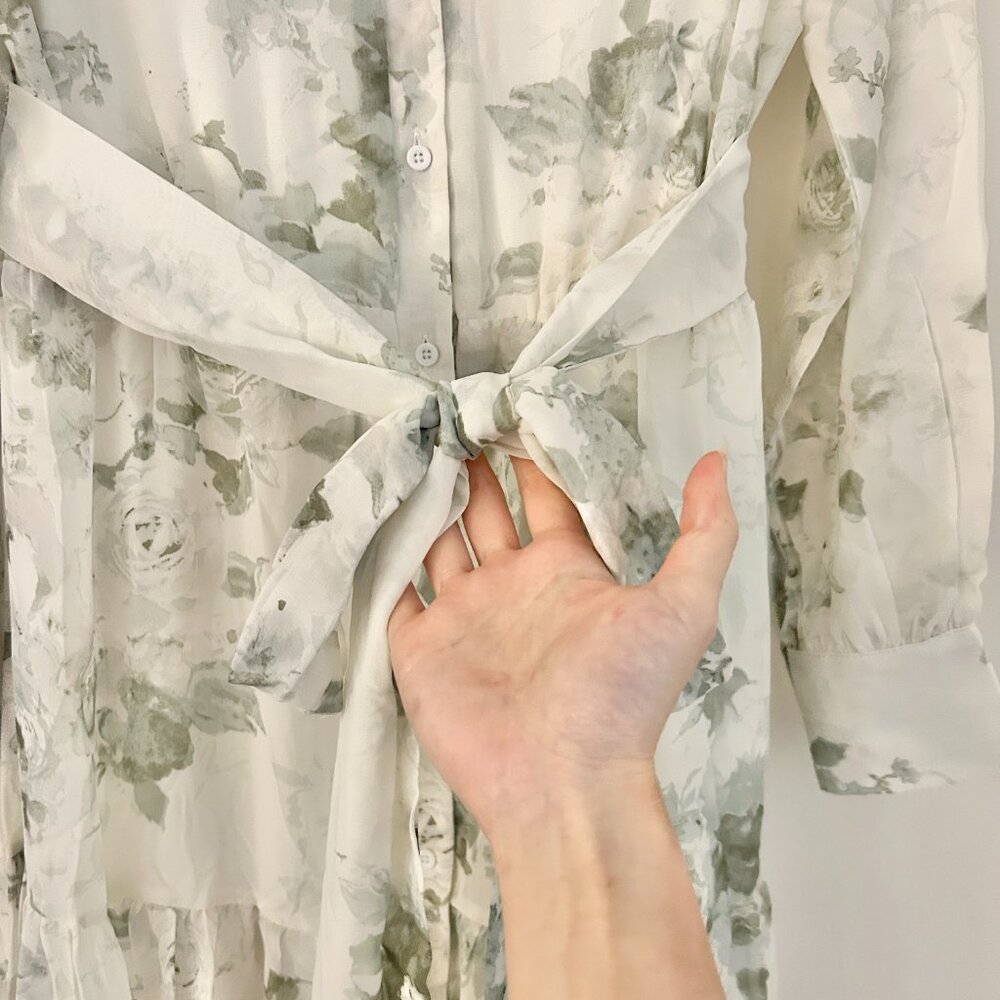 Baltic Born Lizette Maxi Dress in White Green Sage Floral Size S NWOT - Picture 7 of 10